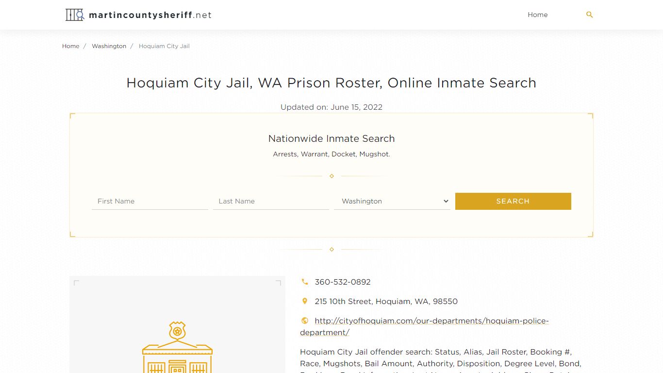 Hoquiam City Jail, WA Prison Roster, Online Inmate Search ...